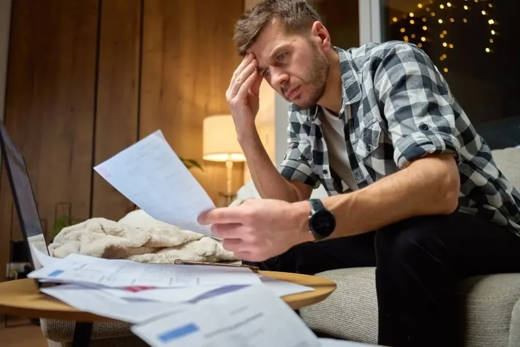 man going over documents