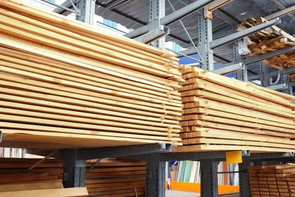 wooden planks in hardware store