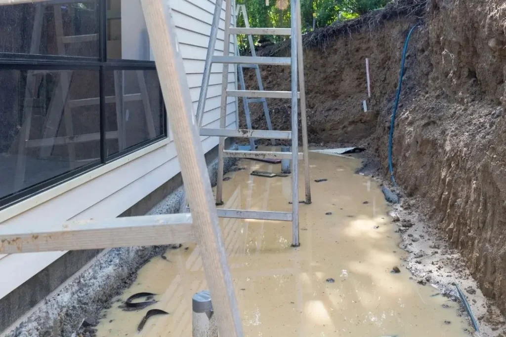 flooded construction site